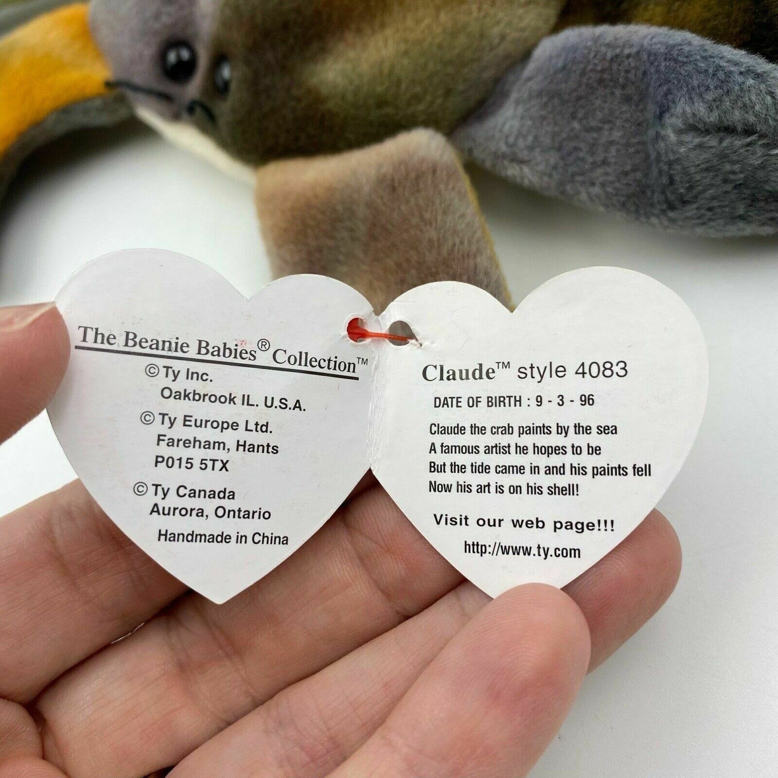 Claude the crab beanie baby tag sale errors