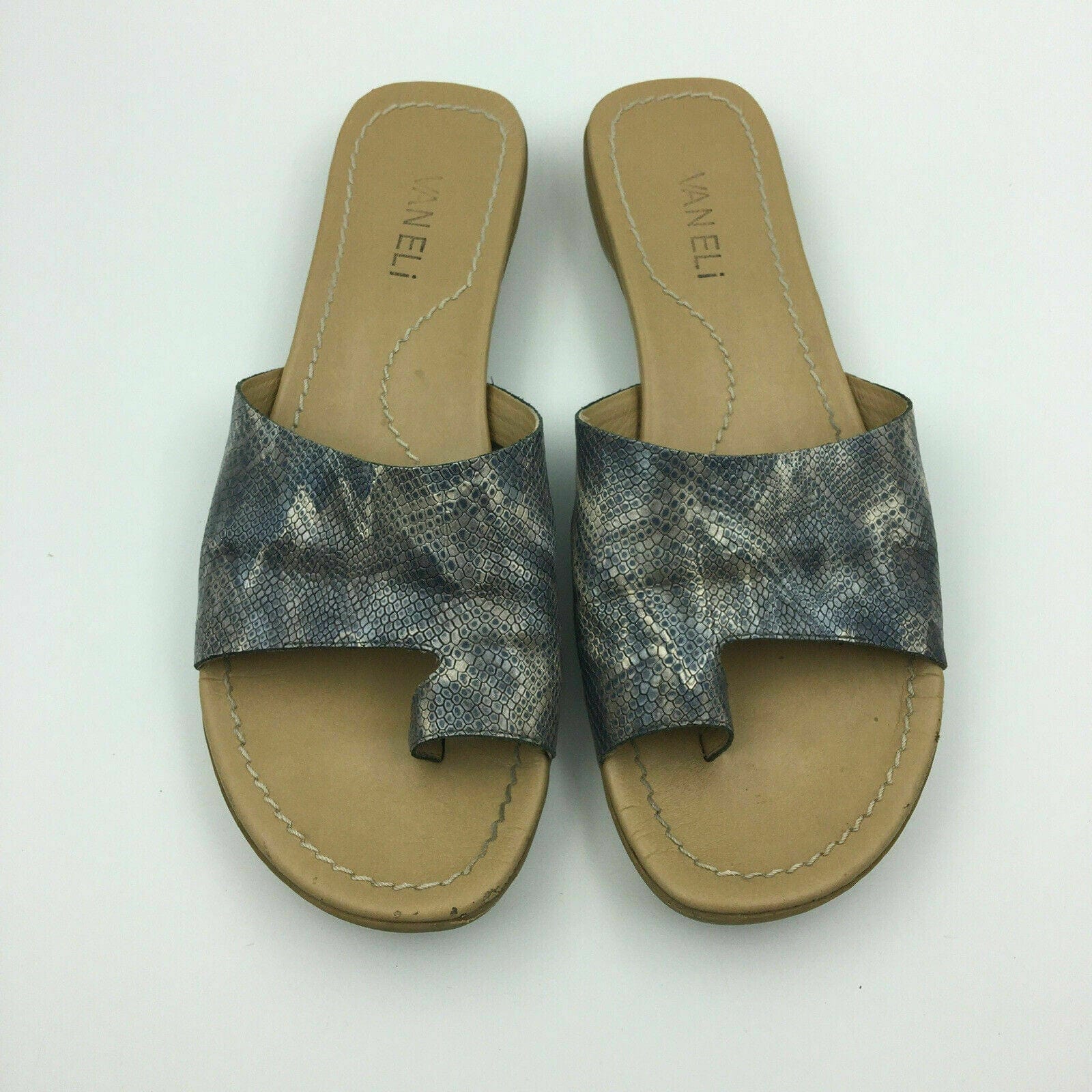 Trendy VANELi Womens Snakeskin Slide Sandals Gray Size 12