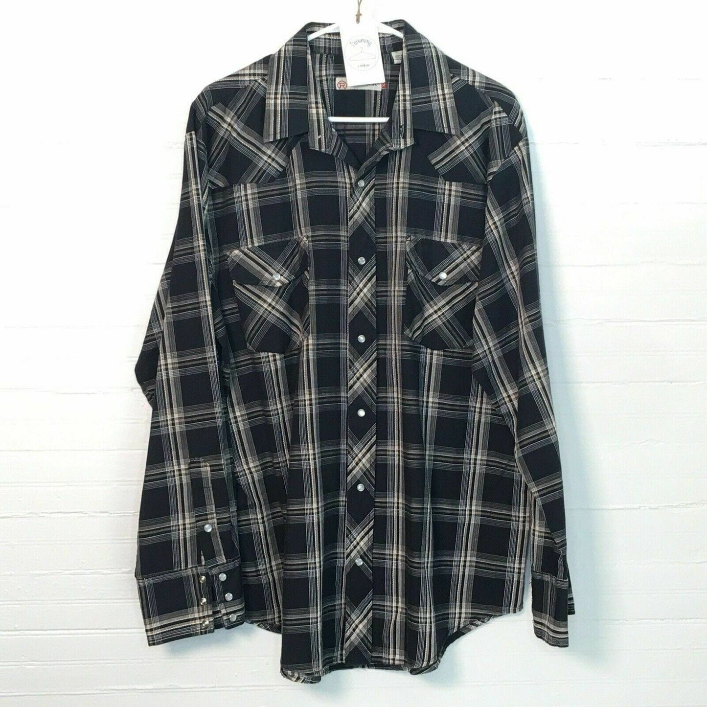 Sophisticated Roper Mens Snap Up Western Shirt XL Black Brown Plaid L/s