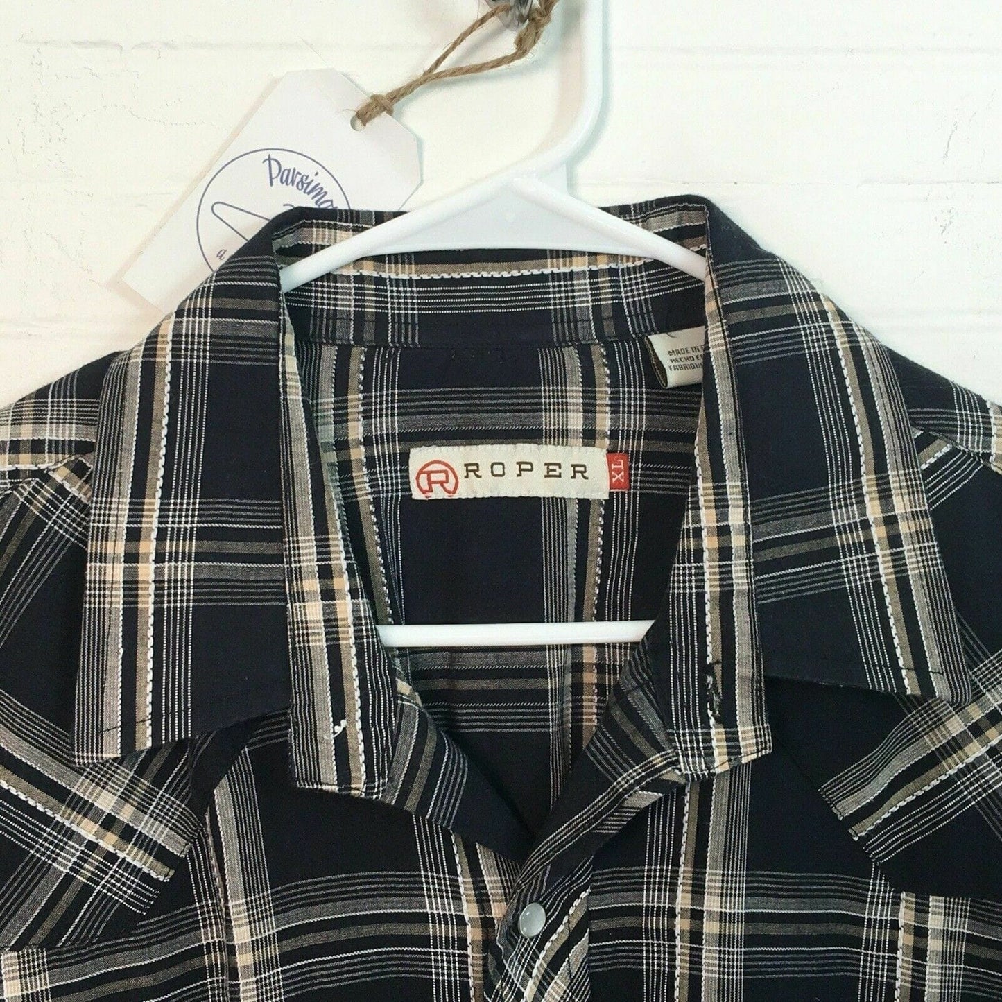 Sophisticated Roper Mens Snap Up Western Shirt XL Black Brown Plaid L/s