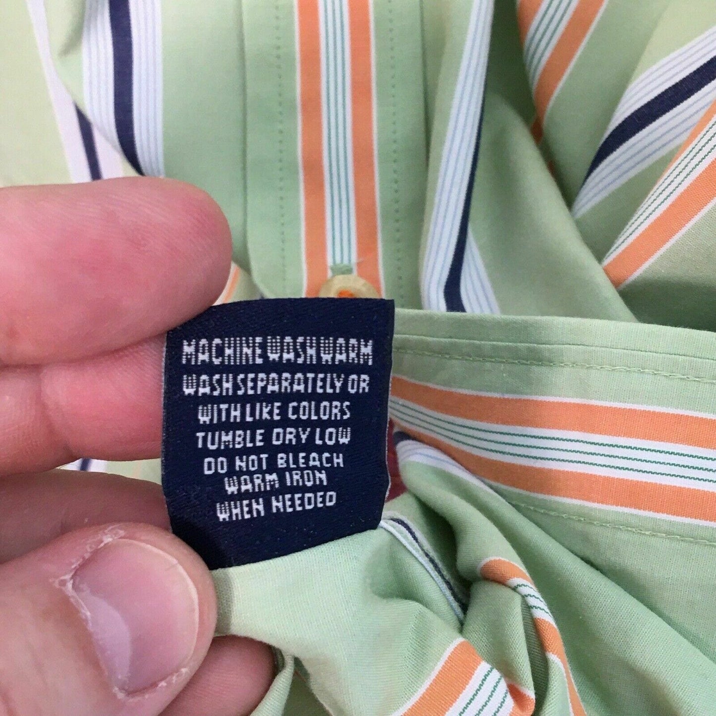 Robert Graham Mens Size L Green Striped Sport Shirt Button-Up L/s Embroidered Cuffs