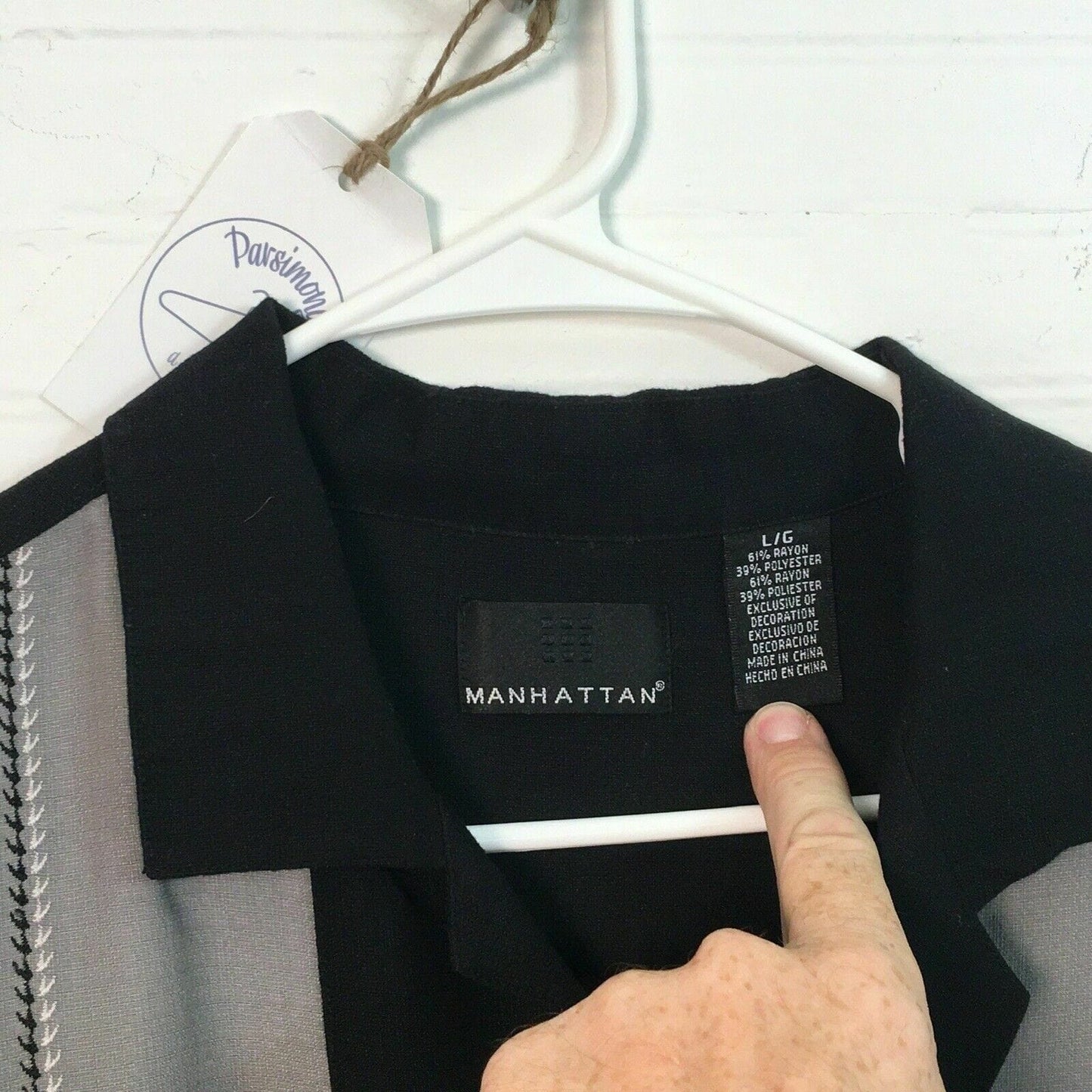 Nostalgic Manhattan Vintage Lounge Shirt - Black/Gray - Short Sleeve - Mens L