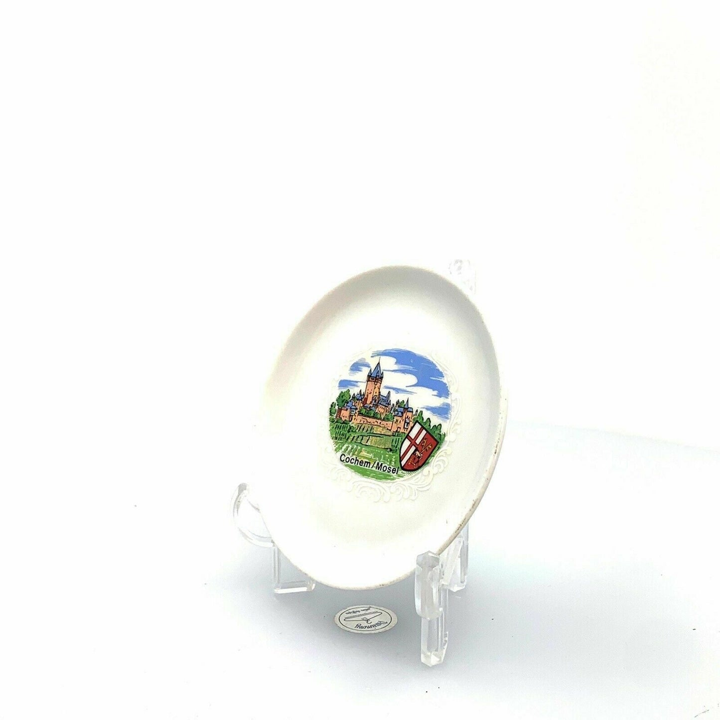 Exquisite Cochem Mosel Castle Souvenir Porcelain Teabag Plate - Vintage-inspired - White - 3" - Very Good Condition