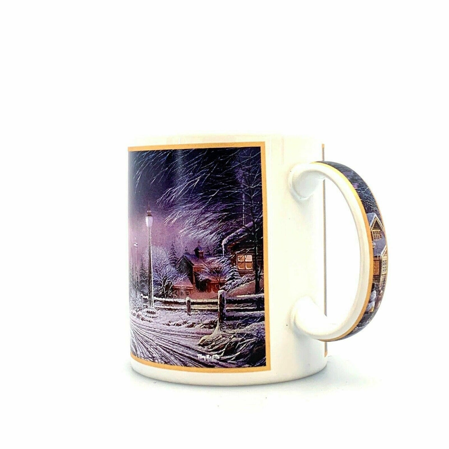 Cozy The Hadley Collection Terry Redlin Coffee Mug Cup Winter Wonderland 1998 Red Ceramic Vintage