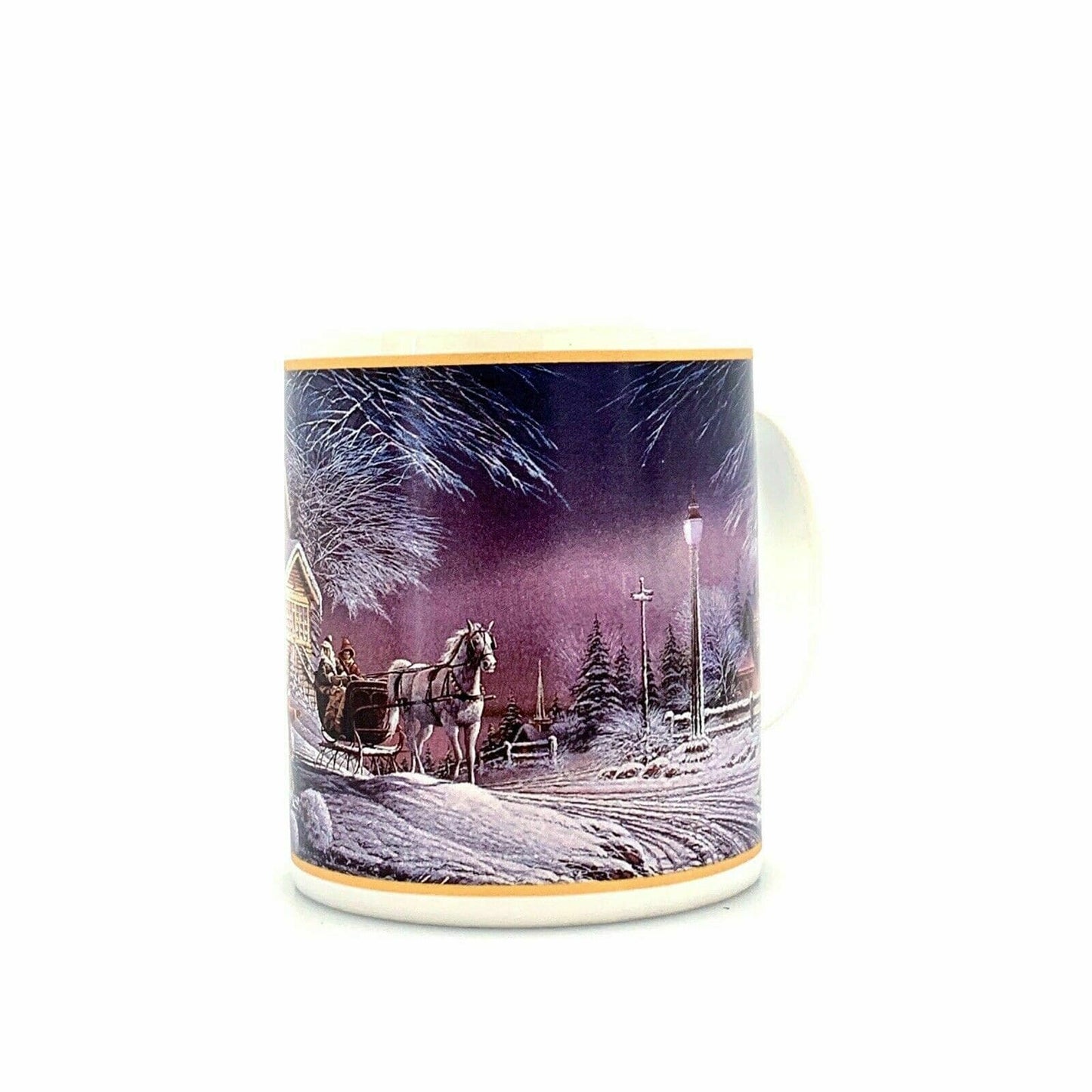 Cozy The Hadley Collection Terry Redlin Coffee Mug Cup Winter Wonderland 1998 Red Ceramic Vintage