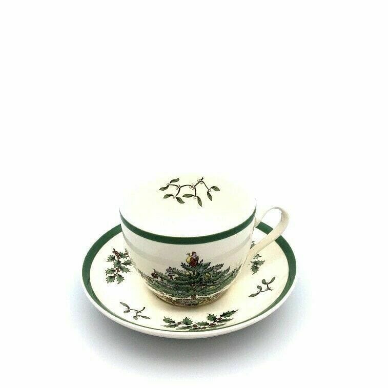 Spode Christmas Tree Coffee & Tea Cup & Saucer Set, White - 7oz