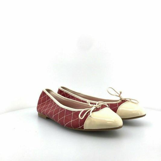 Elegant Euforia Bailarinas Womens Edith Quilted Ballet Flats Size 9 Red/White