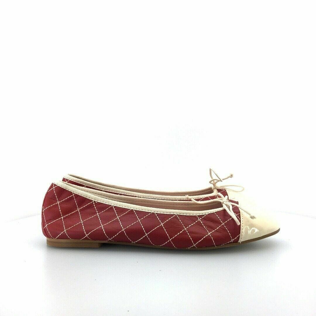 Elegant Euforia Bailarinas Womens Edith Quilted Ballet Flats Size 9 Red/White