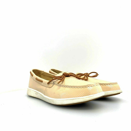 Glamorous Sperry Top-Sider Womens Boat Shoes Beige Cream Patent Leather 9.5M