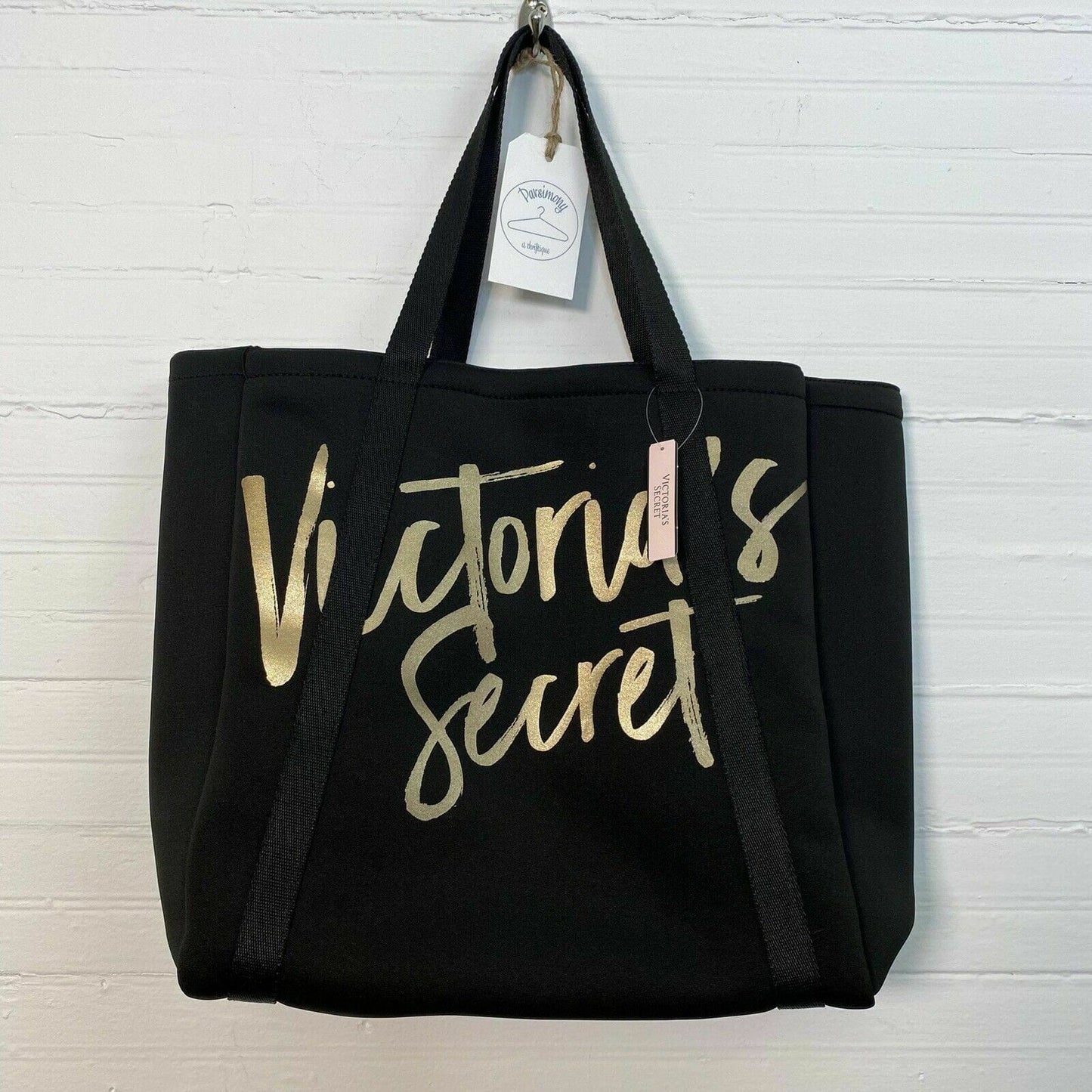 Victoria Secret Insulated Black/Gold Beach Beverage Cooler Carryall Tote Bag NWT