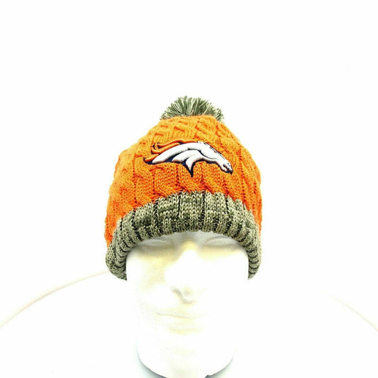 Cozy New Era Womens Cable Knit Fleece Lined Cap - Denver Broncos - OSFA - Orange - Very Good
