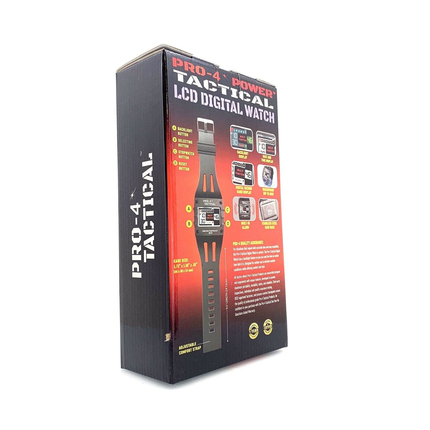 Pro-4 Power Tactical Waterproof Backlight LCD Digital Watch Survival Hunting