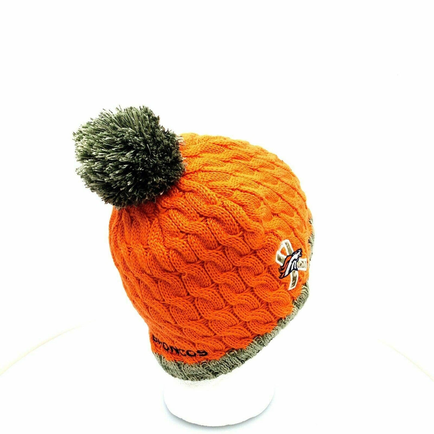Cozy New Era Womens Cable Knit Fleece Lined Cap - Denver Broncos - OSFA - Orange - Very Good