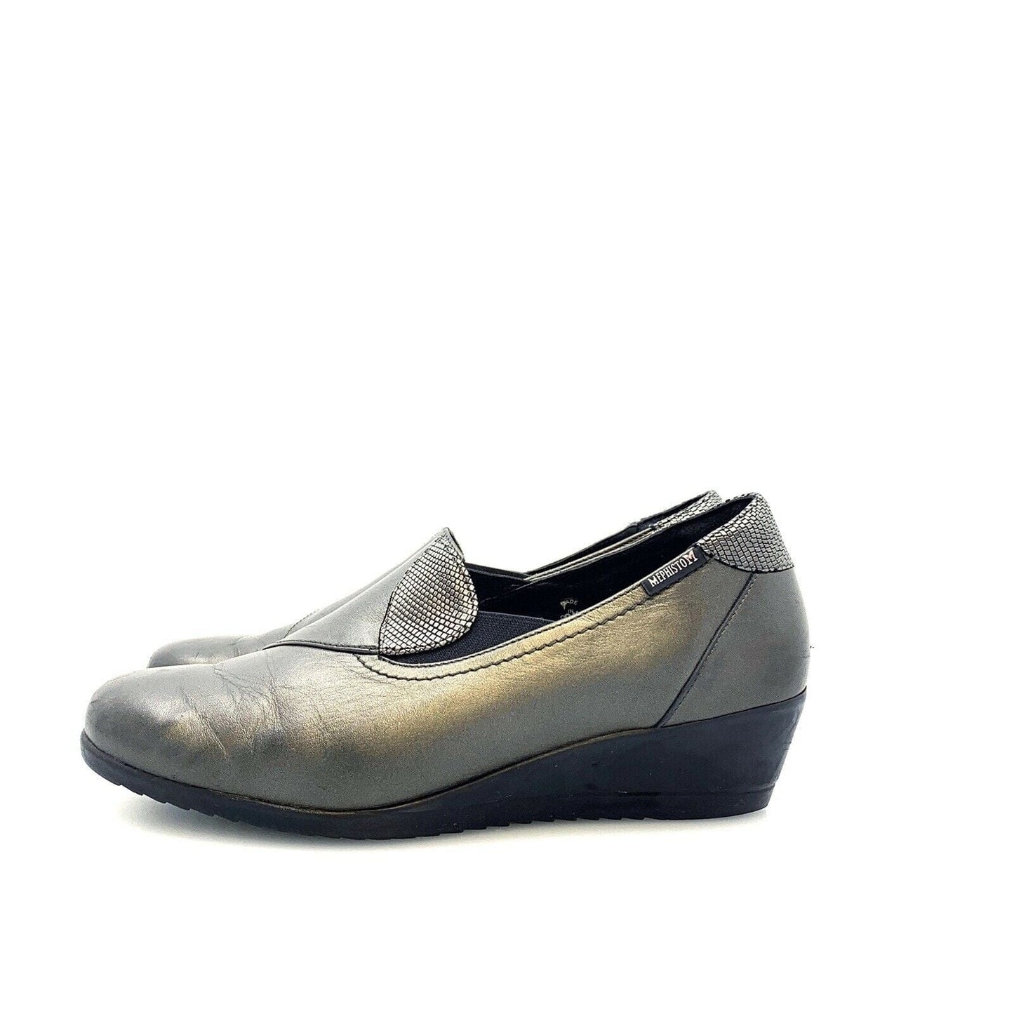 MEPHISTO Womens Size 9.5 Gray 'Giacinta' Leather Wedge Pumps Comfort