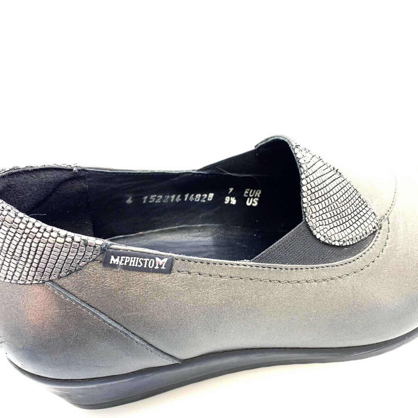 Comfortable Mephisto Gray 'Giacinta' Leather Wedge Pumps Size 9.5