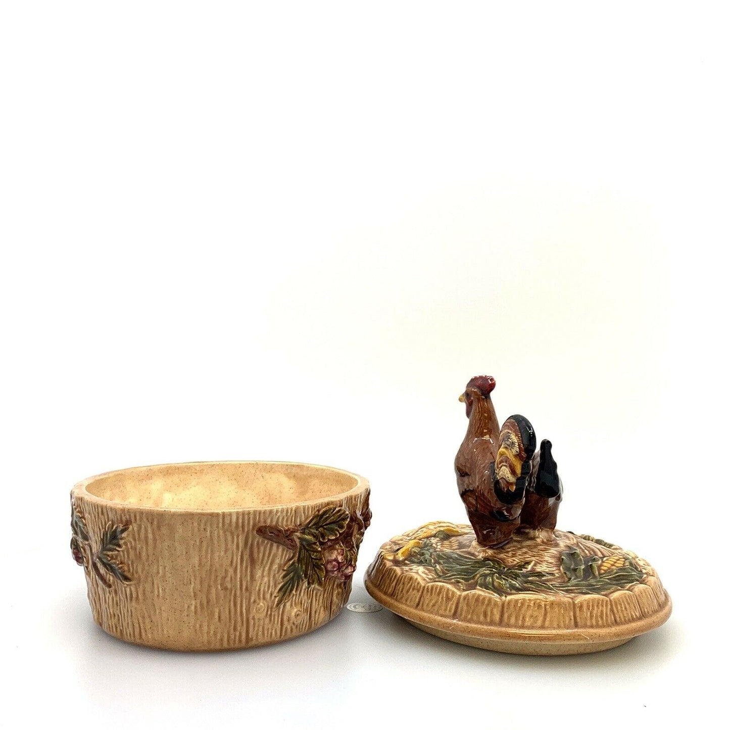 Hand Made Earthenware Rooster Candy Dish With Lid - Clarice