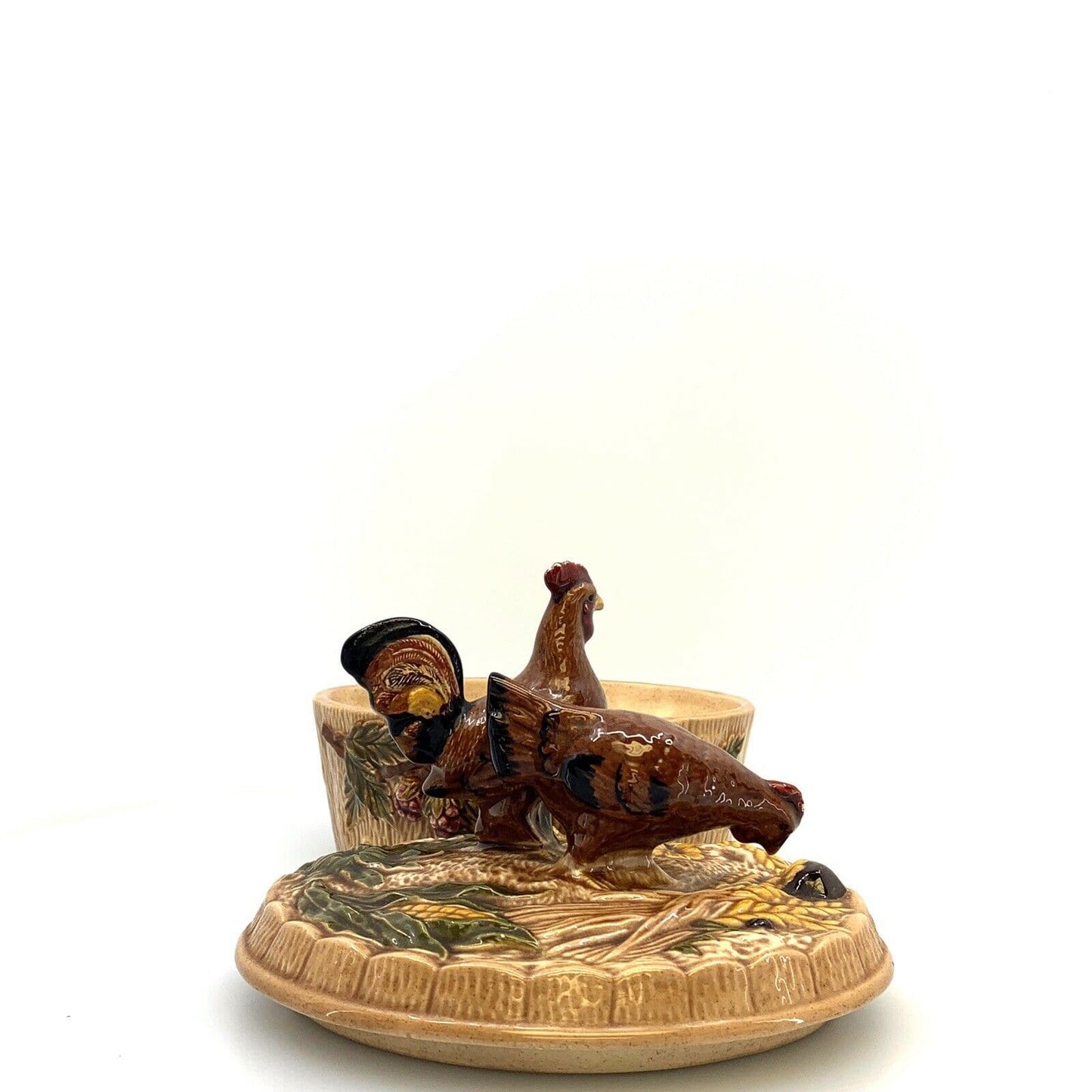 Hand Made Earthenware Rooster Candy Dish With Lid - Clarice