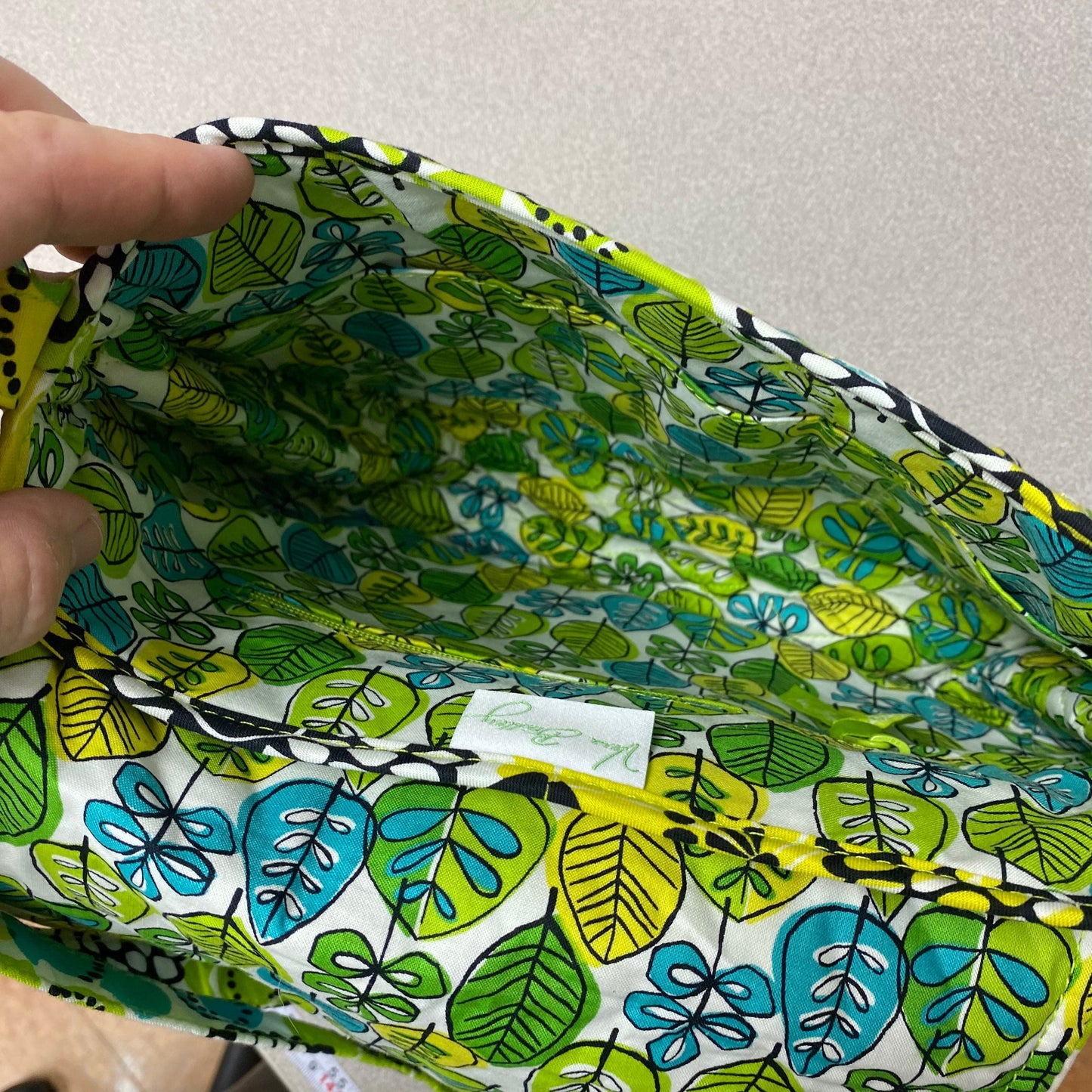 Vera Bradley Limes Up Pattern Green Floral Quilted Shoulder Saddle Bag