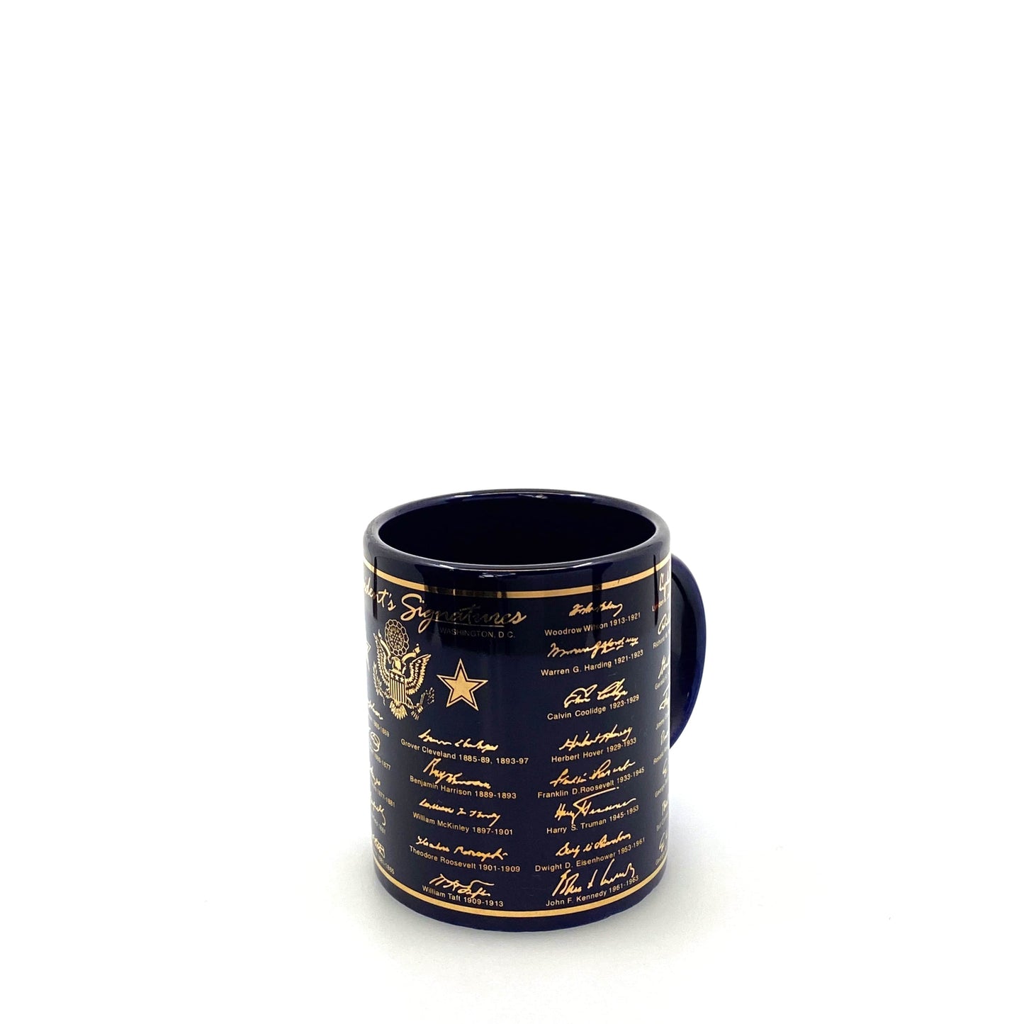 Presidential Signatures 1789 - 2001 Blue Ceramic Coffee Mug Cup, 12 Oz