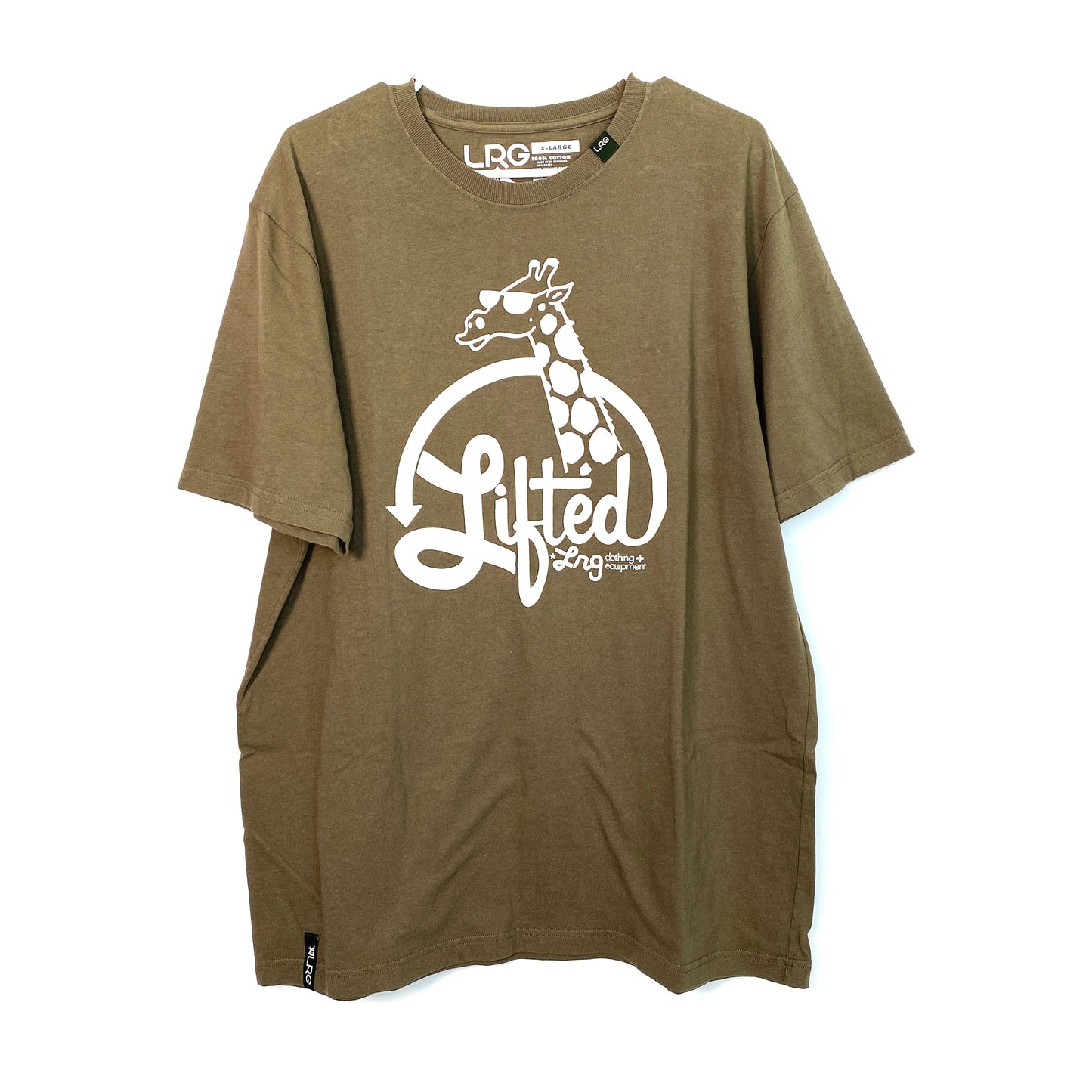 LRG Premium Fit Mens Size XL Green Graphic T-Shirt S/s Giraffe