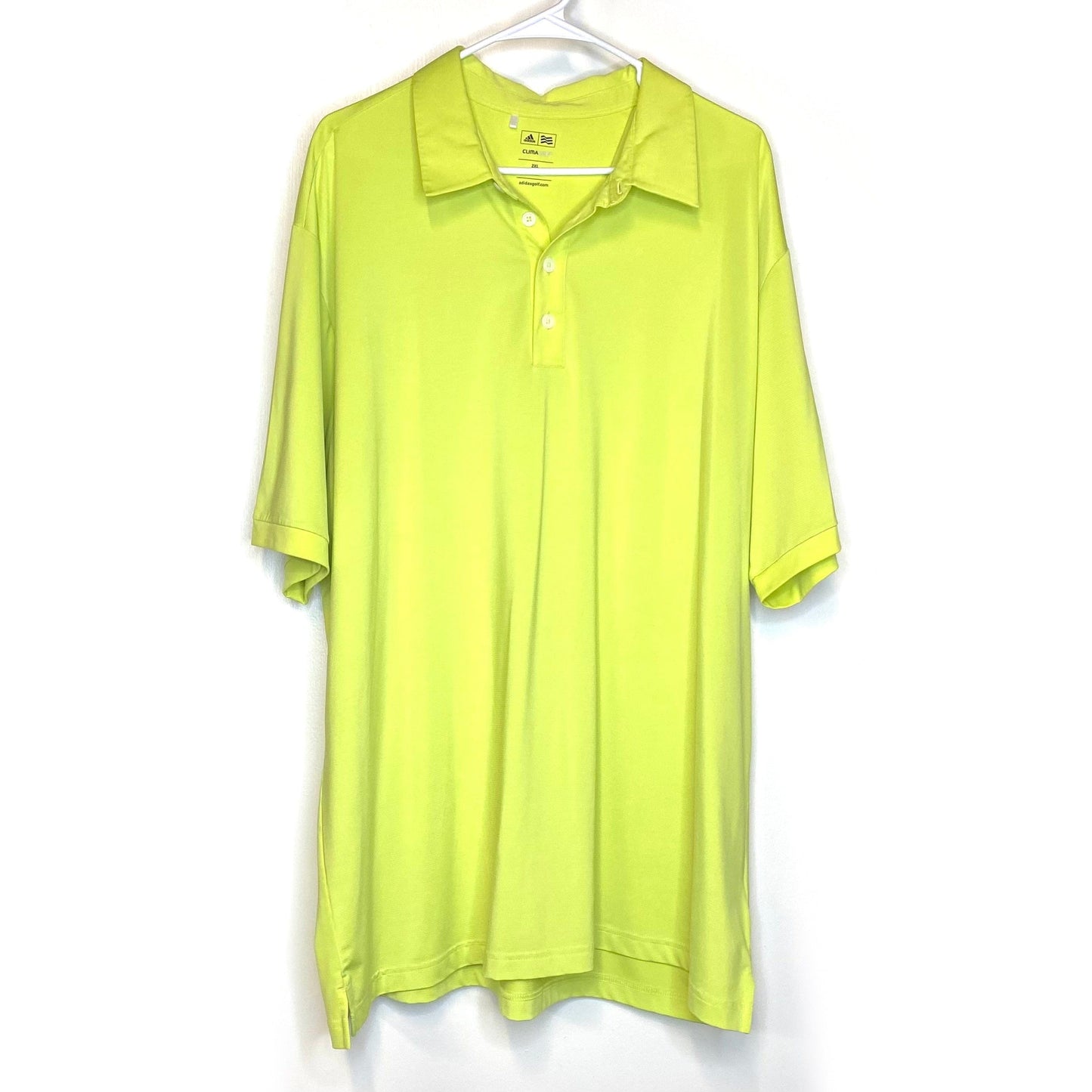 Adidas Climalite Mens Size 2XL Bright Yellow Polo Golf Shirt S/s “Lakeridge Country Club”