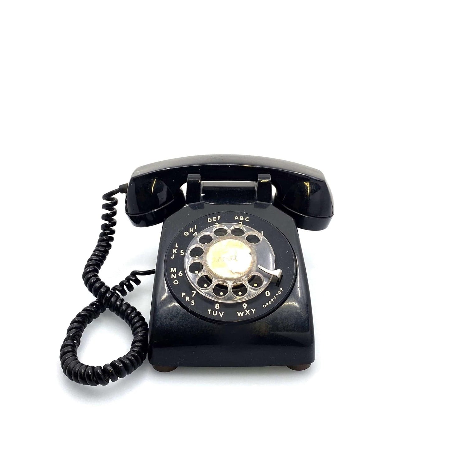 Vintage ITT Desktop Rotary Phone Black 500 Telphone Corded 1972 *FPO