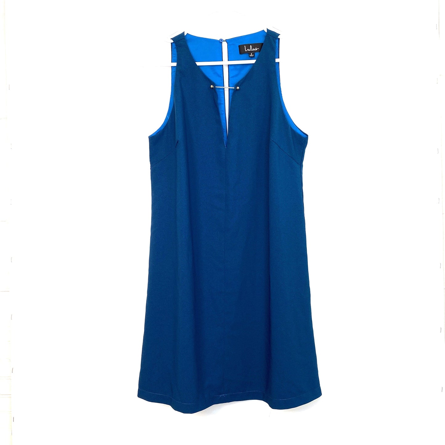 Lulus Womens Size S Blue Party Dress Deep V Neck Sleeveless