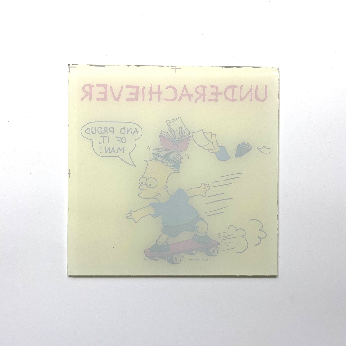 Vintage Bart Simpson “Underachiever And Proud Of It, Man!” Whiskey Glass Carnival Fair Prize Giveaway 6”x6” 1980’s