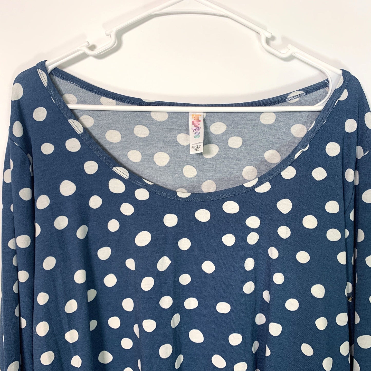 LuLaRoe | Polka Dot Lynnae L/s Top | Color: Blue/White | Size: 3XL | NWT