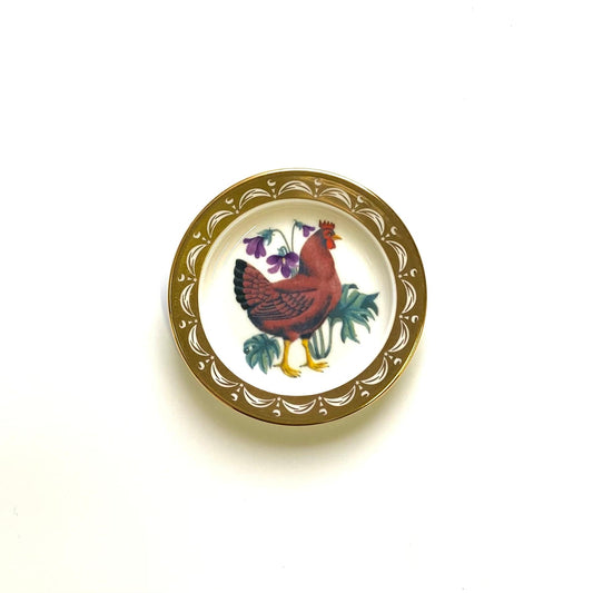Franklin Porcelain State Birds and Flowers Miniature Plate RHODE ISLAND Red / Violet