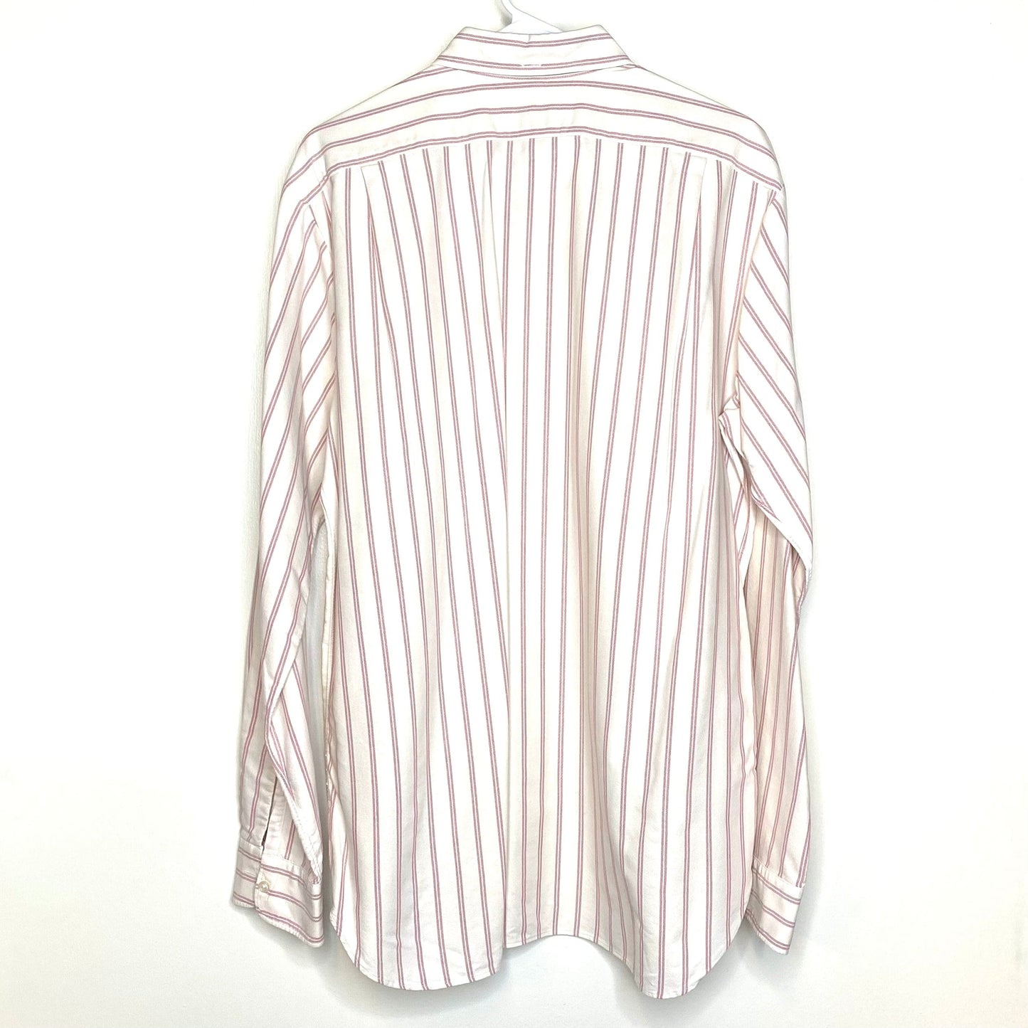 Polo Ralph Lauren Mens Size L White Pink Striped Dress Shirt Button-Up L/s