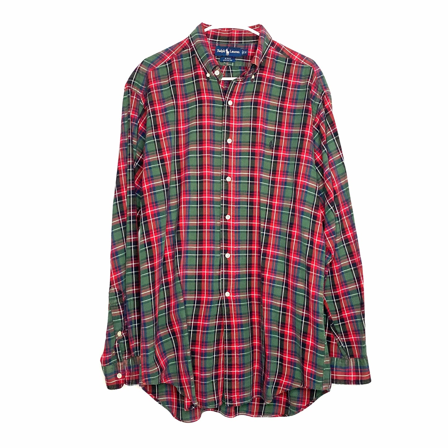 Ralph Lauren Men's Blake Plaid Dress Shirt - Size M - Red/Green/Blue - 100% Cotton