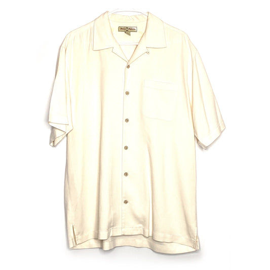 Tommy Bahama Mens Hawaiian Shirt Size M Ivory Button-Up S/s