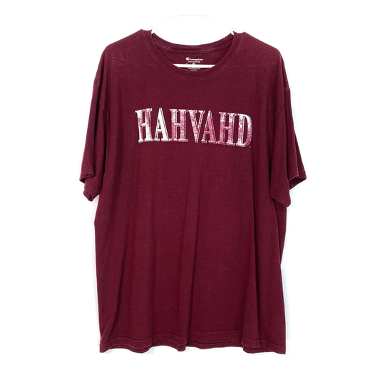 Champion | Mens HAHVAHD S/s T-Shirt | Color: Maroon Red | Size: XL | Pre-Owned
