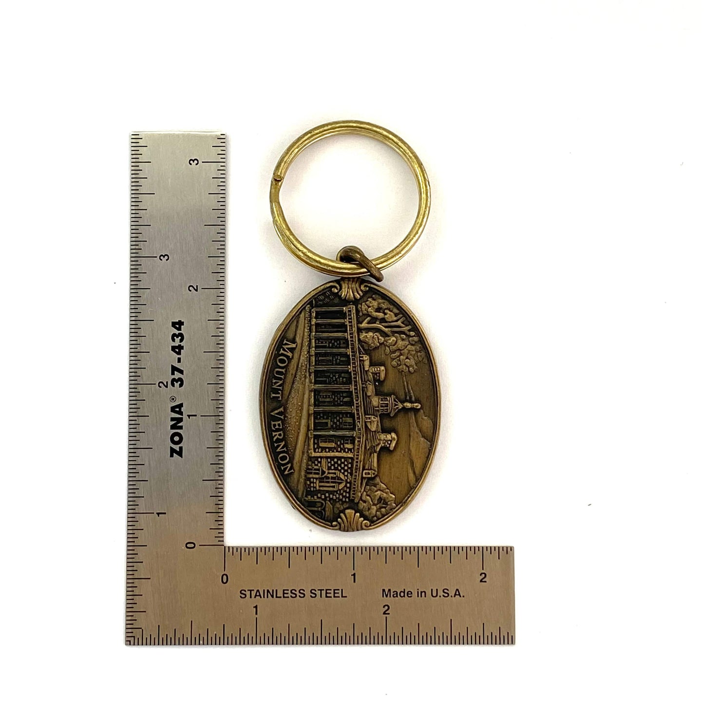 Vintage Mount Vernon Travel Souvenir Solid Brass Keychain Key Ring Charm