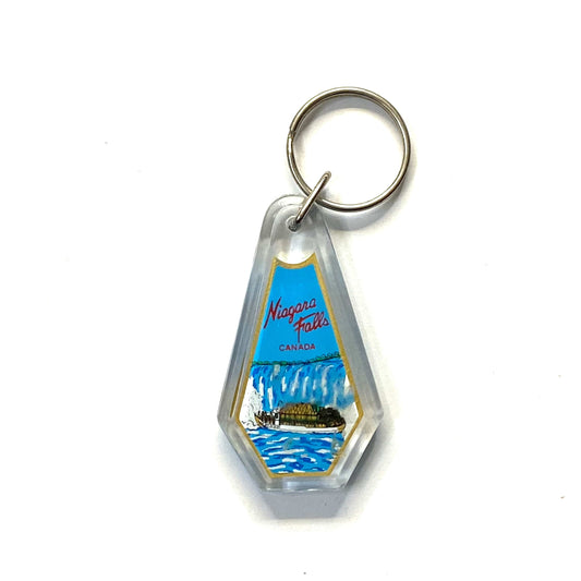 Vintage Niagara Falls, Canada Travel Souvenir Keychain Key Ring Diamond Clear Acrylic