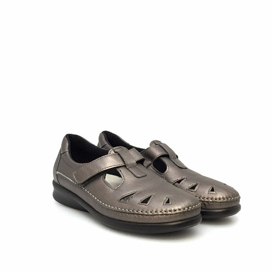 SAS Womens Size 9.5M Santolina Silver Roamer Moc Leather Shoes Tripad Comfort Walking