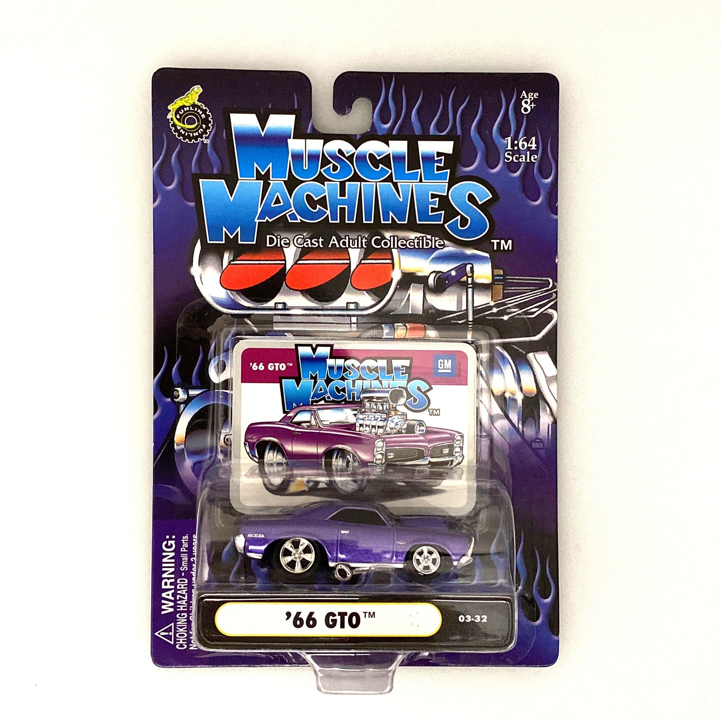 Muscle Machines '66 GTO Purple Diecast Collectible Car 1:64 Scale Model #03-32