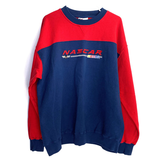 Vintage Chase Authentics Mens Size L Red Blue Pullover Sweatshirt Embroidered Colorblock L/s