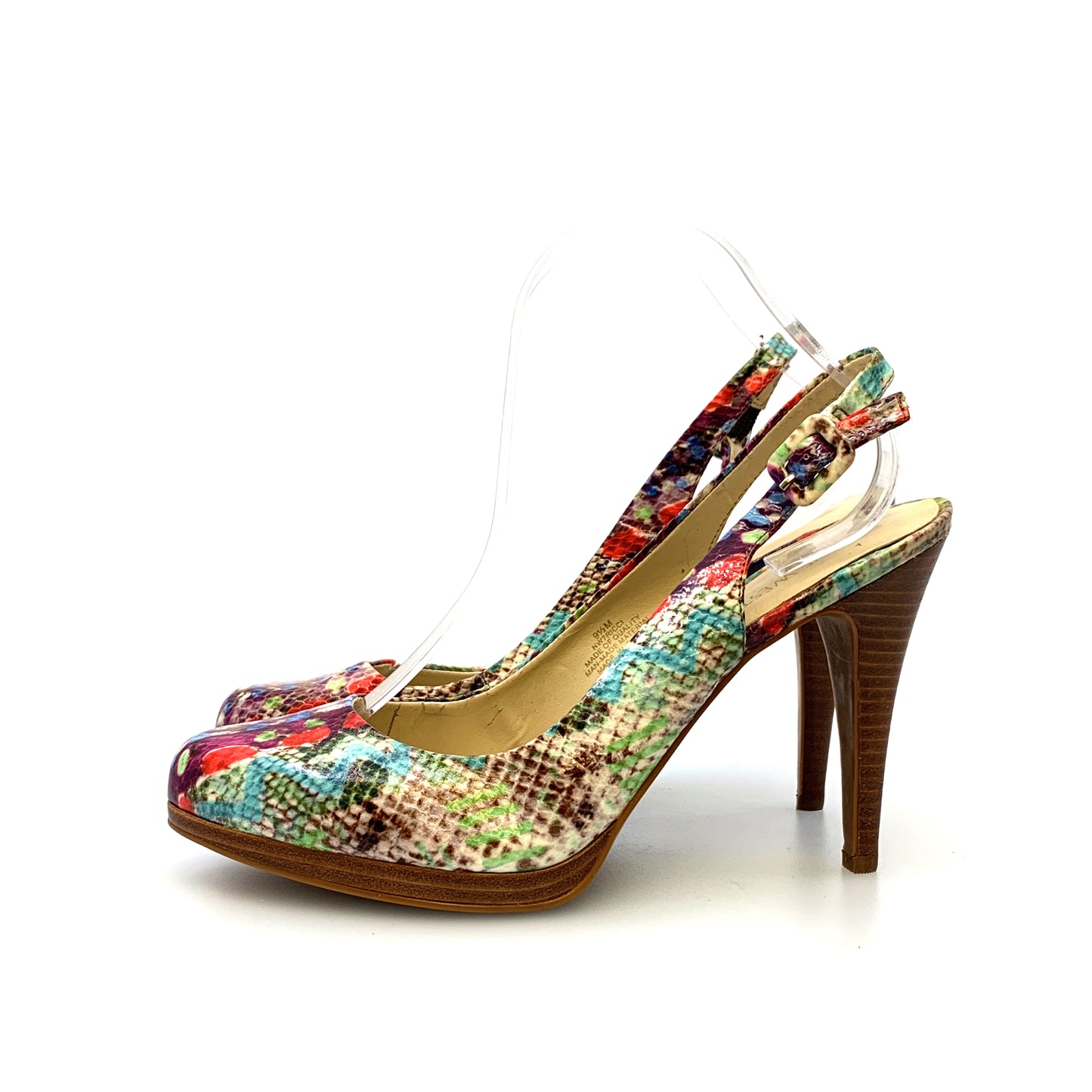 Nine West Womens Size 9.5M Rick Heel Snakeskin Multicolor