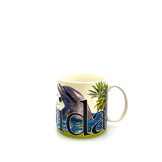 State of Florida Souvenir Ceramic Coffee Mug Cup 14 fl oz, Dolphin Alligator