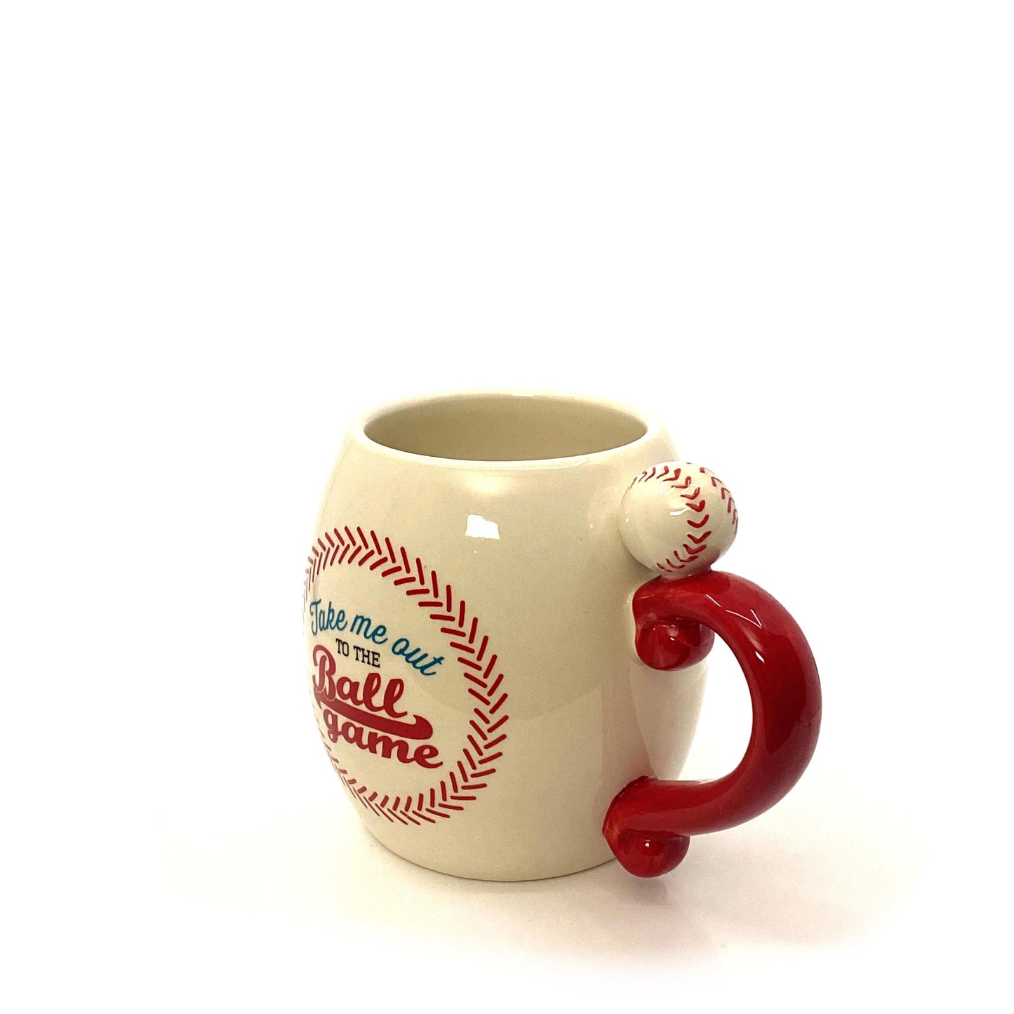 “Take Me Out To The Ballgame” Ceramic Baseball Coffee Cup Mug, White - 12oz