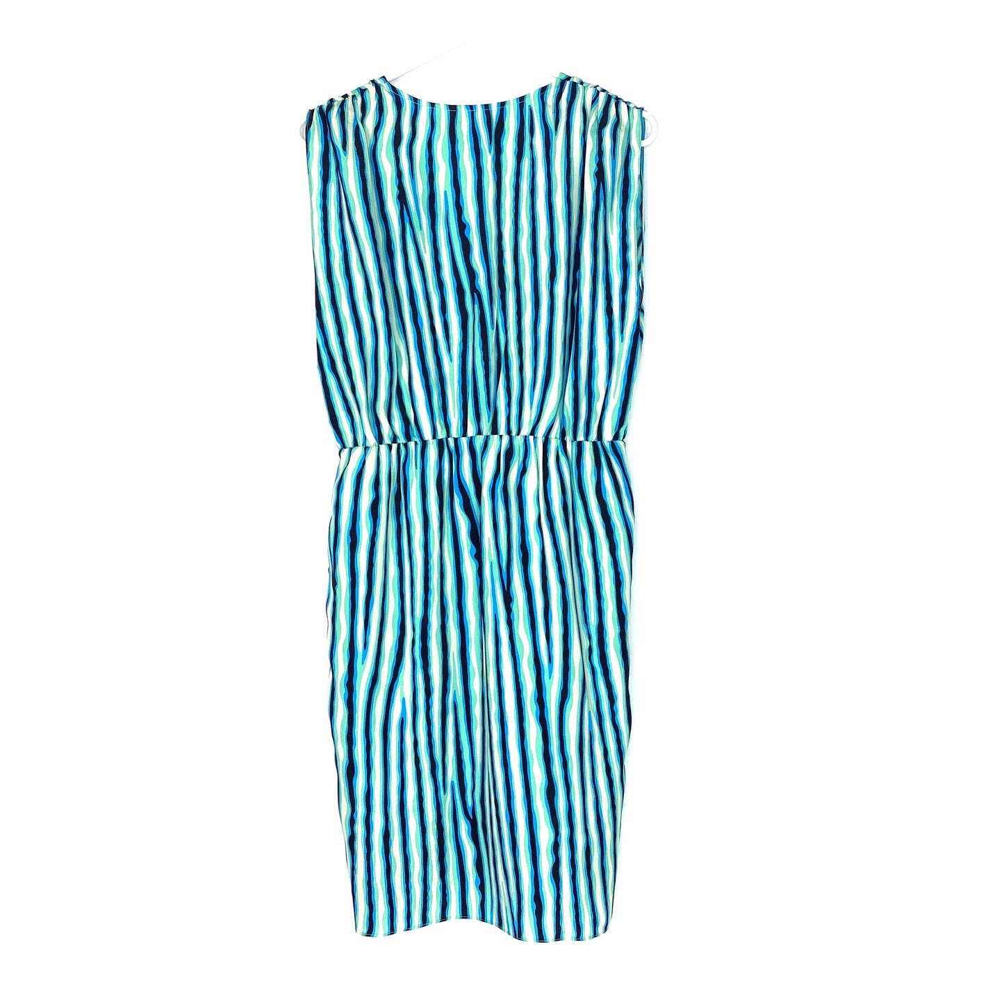 MM Couture by Miss Me Women’s Striped Sleeveless Faux Wrap Dress Size L NWOT