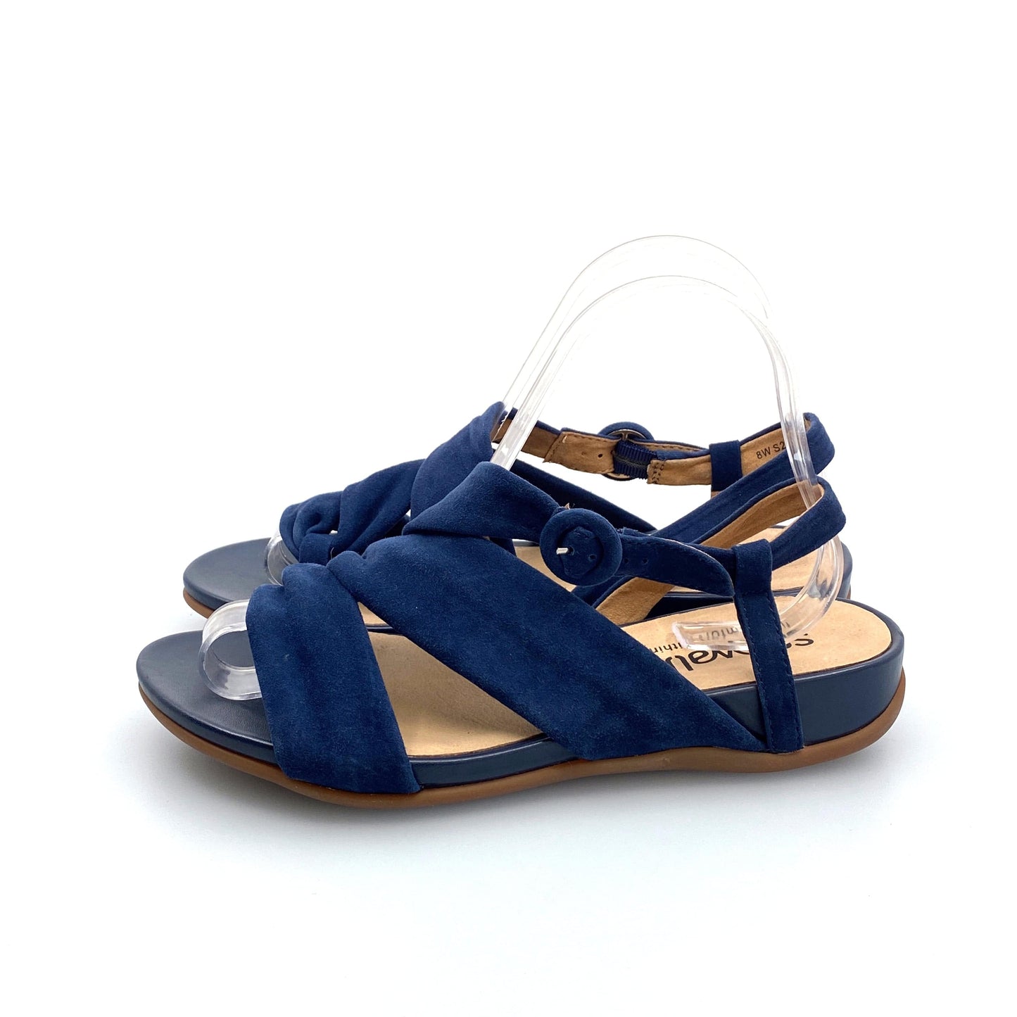 Softwalk Tieli Womens Size 8W Navy Blue Strappy Buckle Sandals Shoes