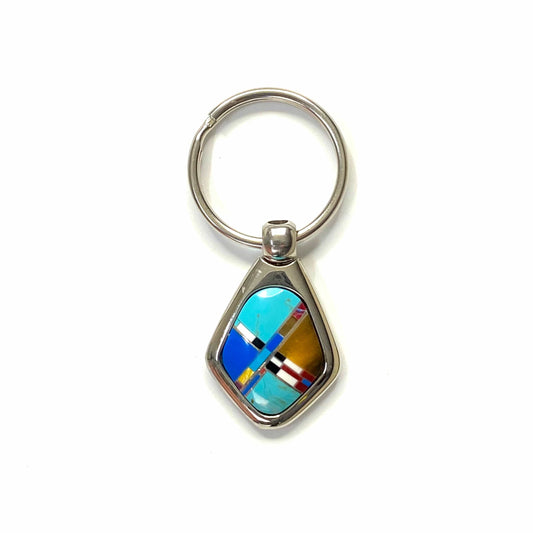 Faux Turquoise Multi Stone Fashion Keychain Key Ring