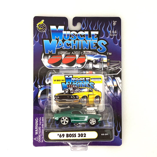 Muscle Machines '69 Boss 302 Green Diecast Collectible Car 1:64 Scale Model #03-29