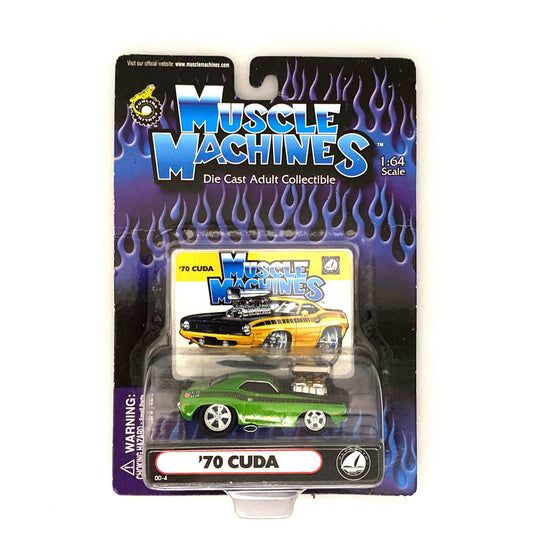 Muscle Machines '70 Cuda Green Diecast Collectible Car 1:64 Scale Model #00-4