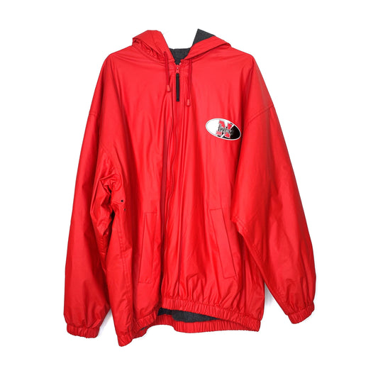 Vintage Nebraska Huskers Hooded Vinyl Rain Stadium Jacket, Red - Size XL