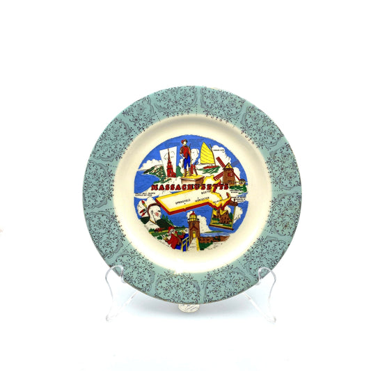 Vintage State Souvenir Plate Massachusetts Collectible, White - 7.5”