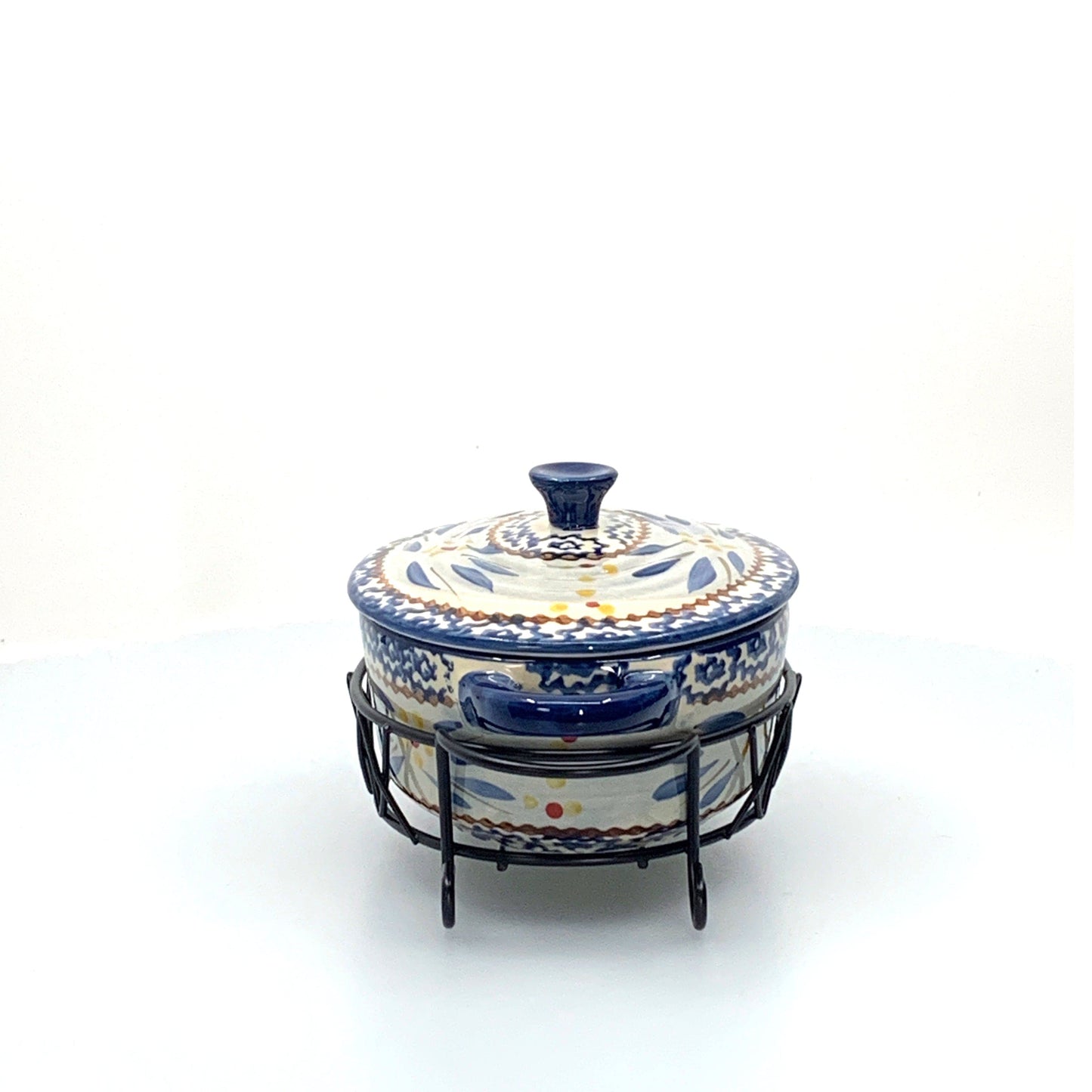 Temptations Presentable Ovenware by Tara Baking Dish 9 Oz Blue Old World Pattern